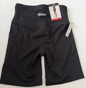 DKNY Womens Biker Shorts XS Black 7" Inseam Lightweight Gym Running Short NEW